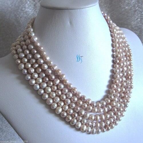 100" 6-7mm Light Lavender Freshwater Pearl Necklace Natural Color