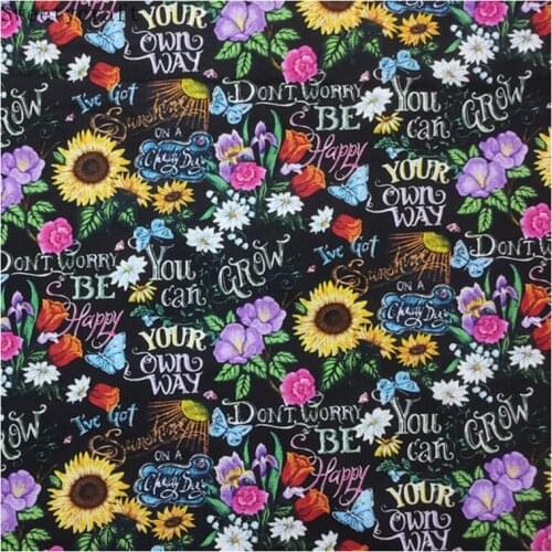 110 x 50cm Flower Daisy Pattern Plain Cotton Fabric Making Clothes Sewing Material DIY Home Patchwork Dress Hat Mask Clothing