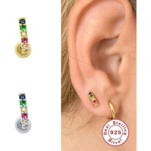 Aide 925 Sterling Silver Luxury Zircon CZ Stud Earring for Women Rock Punk Piercing Pendiente Ohrringe Fashion Jewels Brincos A5