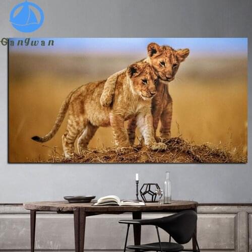 African Brotherly Love Lion Cubs Animals Diamond Embroidery Diamond Painting 5d Diy Gift Handmade Home Decor Cross Stitch Kits