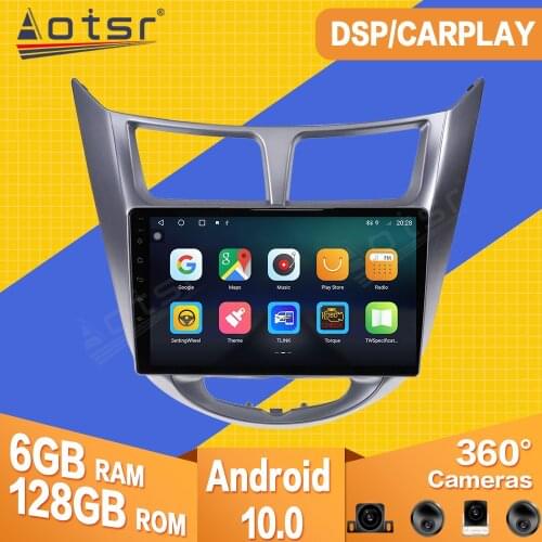 For Hyundai Solaris 2010-2016 Android 10 Car Tape Radio Recorder Multimedia Player Stereo GPS Navi Video PX6 Head Unit No 2 din