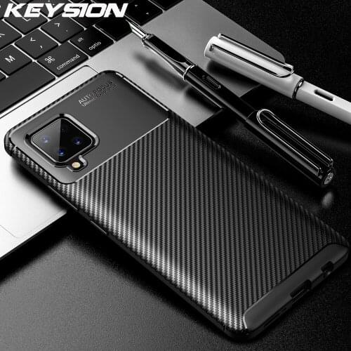 KEYSION Phone Case for Samsung A12 A32 A42 5G A02S Carbon Fiber Texture Silicone back Cover For Galaxy M51 M31S M01 A01 Core