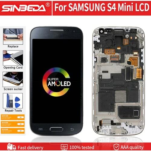 AMOLED For SAMSUNG S4 Mini Display For Samsung Galaxy S4 mini I9190 Display GT i9192 i9195 LCD Digitizer Touch Screen with Frame