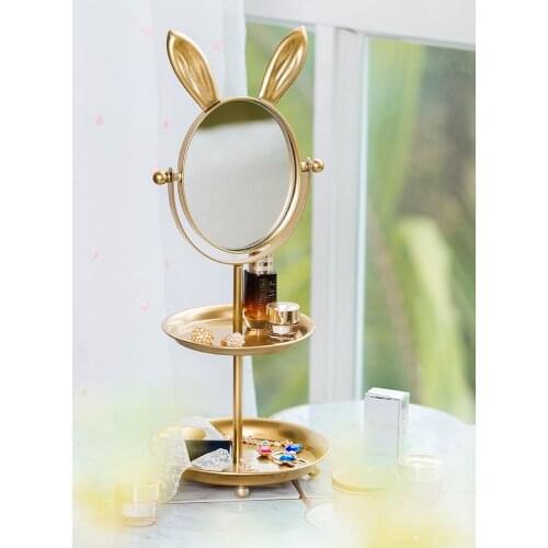 Double-layer storage tray design desktop cosmetics tray adjustable angle mirror makeup mirror storage box high temperature paint