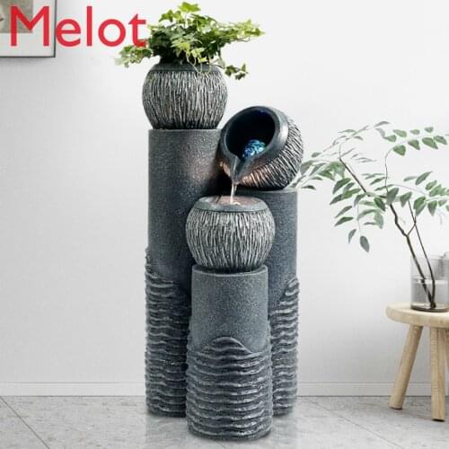 European Fountain Living Room Entrance Waterscape Floor Ornaments Indoor Lucky Water Landscape Loop Decorations Home Decor