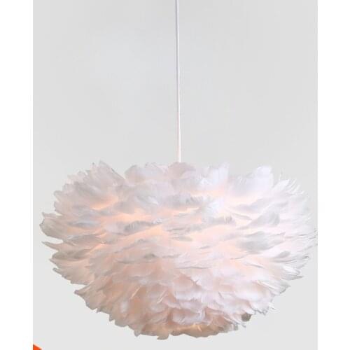 Feather Lamp Bedroom Simple LED Pendant Lights Modern Living Room Childrens Room Warm Romantic Lighting Net Red Chandelier