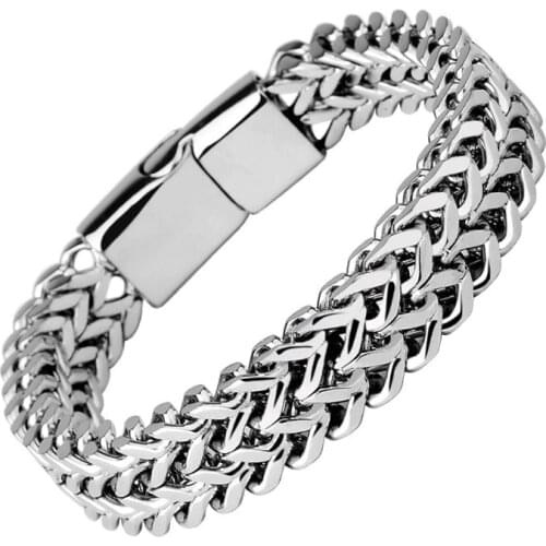 Mens Fashion Simple Style Titanium Steel Bracelet Classic Braided Bracelet Boy Trend Party Hip Hop Rock Jewelry Gift