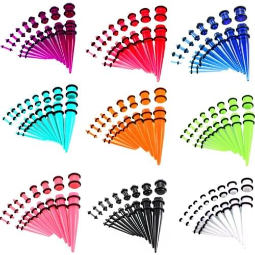 18PCS Acrylic Ear Gauge Stretching Kit 14G-00G Starter Ear Gauge Taper Set Ear Stretcher Tunnels Plugs Expander Set Dilataciones