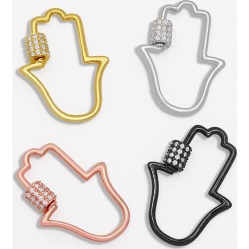 OCESRIO DIY Hanging Chains Accessories Fatima Hnad Spiral Locket Hooks Screw Clasp For Handmade Necklace Making Supplies cspa034