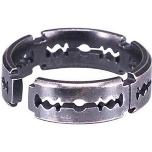 Charm Exaggerated Titanium Steel Blade Ring Mens Rock Punk Razor Ring Stainless Steel Ring Party Ladies Fashion Jewelry Gifts