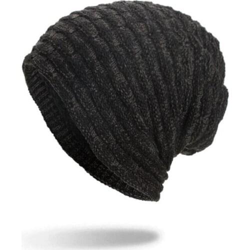 2020 Autumn Winter New Mens Casual Korean Trend Plus Cashmere Warm Knitted Hat Beanie Gorros Chapeu Czapki Zimowe Brimless Cap