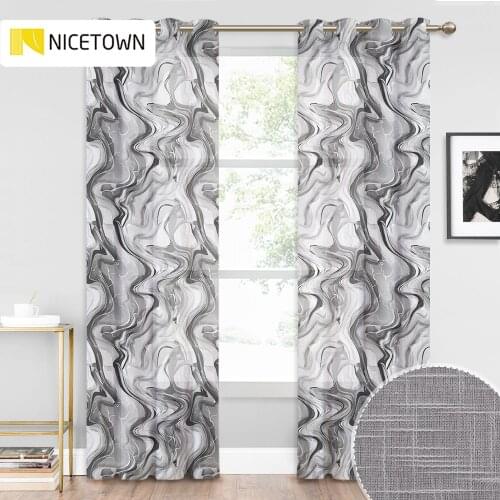 NICETOWN Semi-Sheer Textured Curtains Faux Linen Fabric Grand Landscape Farmhouse Curtains Privacy Voile Curtains Dining Sunroom