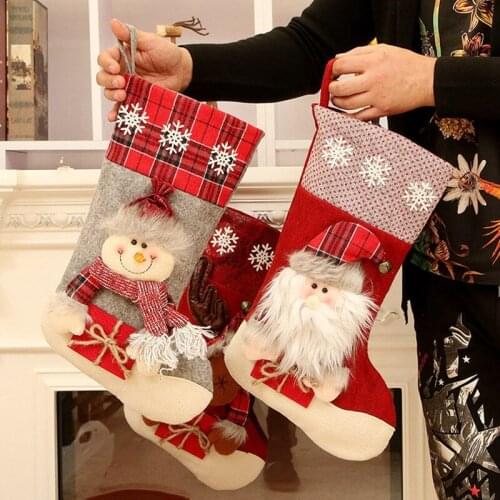 Hot Christmas Socks Gift Bag Christmas Ornaments Large Christmas Socks Gifts Candy Socks Ornaments
