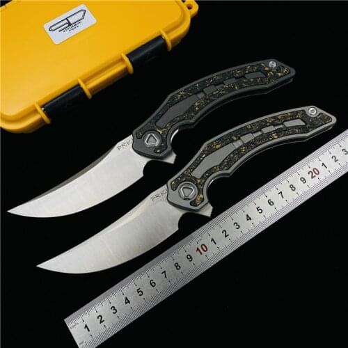 STEDEMON PRKI Folding knife titanium alloy carbon fiber handle S90V steel defensive outdoor camping survival EDC tools