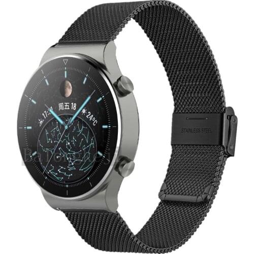 Milanese Watchband 22mm Silver Stainless Steel Strap Band Replacement Bracelet For Huawei Watch GT 2 Pro Smart Watch