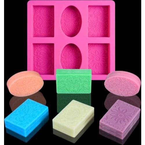 100% Handmade 6 Holes 3D Silicone Soap Mold Oval Geometric Shape Soap Making Moulds Supplies Candle Form Resin Craft Home Decor