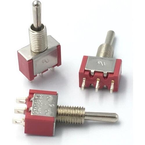 1000pcs/Lot High quality 3 pins Spring Return (ON)-OFF-(ON) momentary Miniature Rocker toggle switch