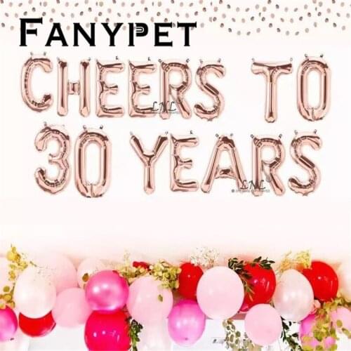 15pcs 16inch cheers to 30 40 50 60 70th Happy Birthday Rose Gold Letter Number Foil Balloon Birthday Party Decor Supplies