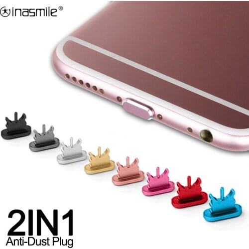 2 IN 1 Anti Metal Dust Plug Mobile Phone Card Retrieve Card Pin for Charger Port Dock Plug Cover for Apple iPhone Accessories