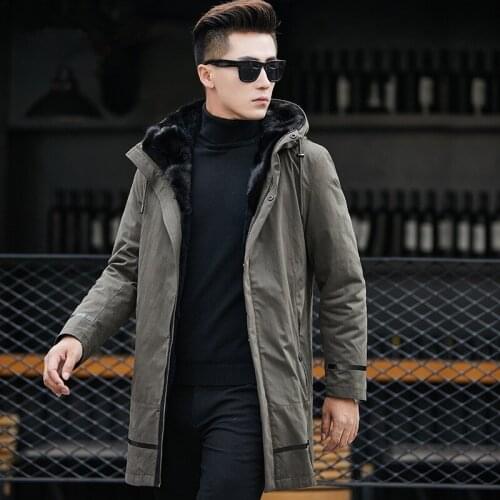 2021 winter mink fur collar&rabbit fur liner hooded jacket men,winter Good Quality warm parkas men plus-size M-4XL