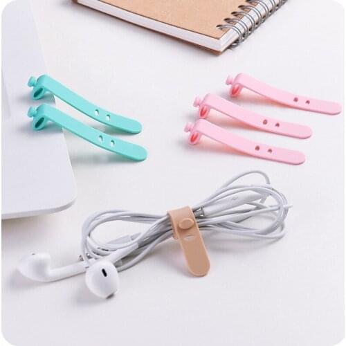 4Pcs Colorful Silicone Earphone Cord Winder Organizer Multipurpose Charing Cable Holder Clip Management Wire Cord fixer