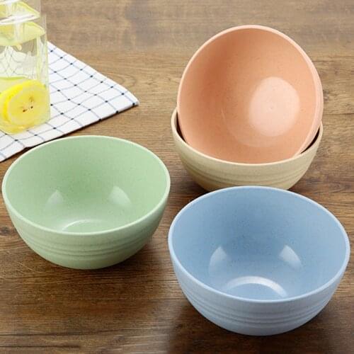 4PCS Unbreakable Cereal Bowls Lightweight Wheat Straw Cereal Bowls Eco-Friendly Soup Rice Cereal Pasta Salad Bowl Multicolor New
