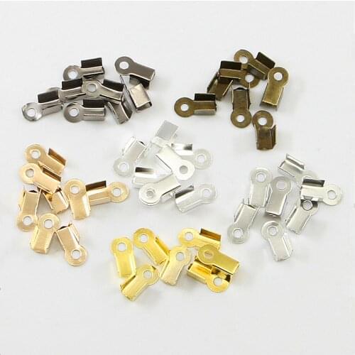400Pcs 3X6/3.5X9/4X11mm Cord End Tip Fold Over Clasp Crimp Bead Connector fastener For Jewelry Making Accessories