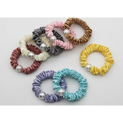 5/8/9pcs Simple Small Size Pearrl Hair Scrunchies for Women Stain Elastic Hair Bands Pure Color Ponytail Holder Hair Ties Rope