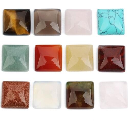 5pcs/pack Natural Stone Agate Ring Surface Bare stone DIY Jewelry Accessories 16mm Sandstone Square Ring Surface
