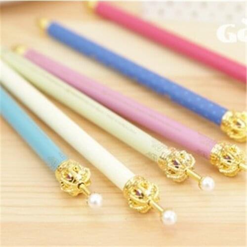 A501 factory direct selling Japanese and Korean Cute Cartoon Metal Crown Gel Pen creative stationery student office supplies