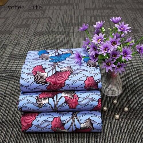 Lychee Life 1Yard African Wax Fabric Ankara Real Wax Printed Sewing Fabric For Women Dress Diy Home Decoration