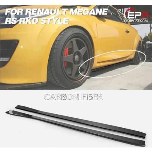 For Renault 14~17 Megane RS RKD Style Side Skirt Carbon Fiber Glossy Finish Side Skirt Extension Exterior Accessories Kits