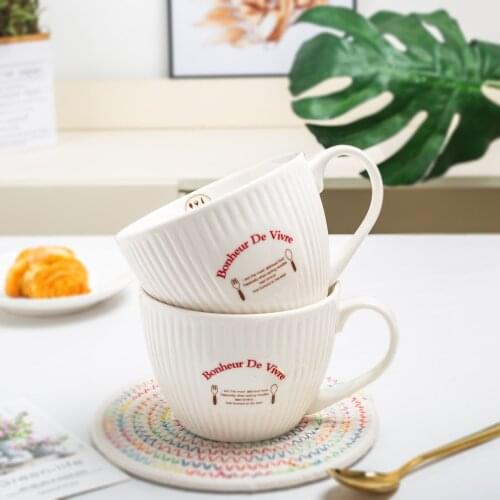 Large Cpacity 550ml Ceramic Mugs Simple Pattern Nordic Style Coffee Milk Water Juice Breakfast Cup at Home Office