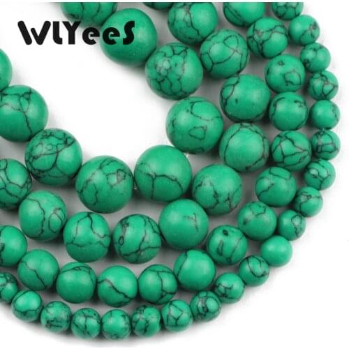 WLYeeS Factory price Green Beads Natural stone 6 8 10 12mm Selectable size Round Loose beads for jewelry Bracelet Making DIY 15"