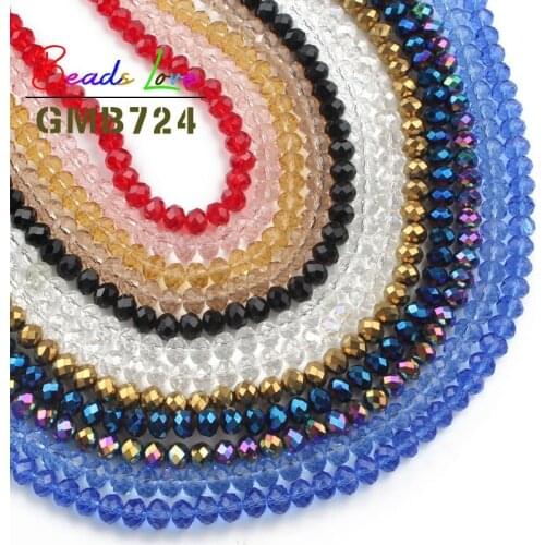 4-12MM Crystal Rondelle Beads Wheel Faceted Glass Spacer Beads for Needlework Jewelry Making Diy Bracelet Accessories Wholesale
