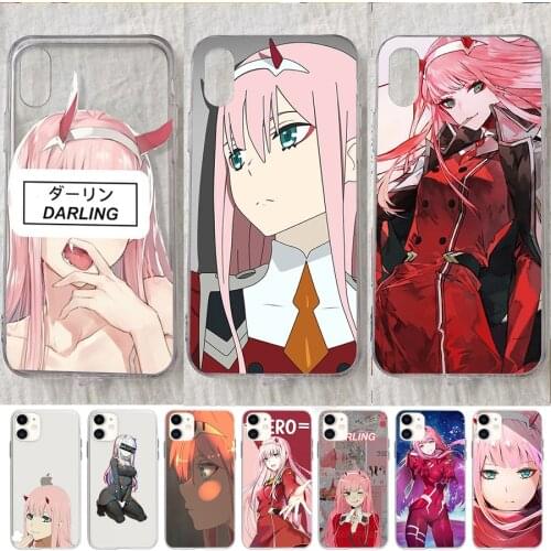 Anime 02 Darling Phone Case for IPhone 12 11 Pro X XR XS Max Mini SE 2020 7 8 6 6S Plus 5 5S SE Sofr Cover Shell