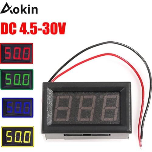 Digital Voltmeter DC 4.5-30V 0.56 inch LED Two-Wires Digital Display Volt meter Voltmeter Reverse Polarity Protection Accurate