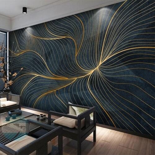 Photo Wallpaper Modern 3D Abstract Golden Line Geometric Wallpaper Living Room Study Creative Home Decor Papel De Parede Fresco