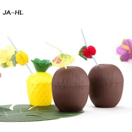 Hawaii Party Pineapple Coconut Drinking Cup Summer Hawaiian Tropical Party Decor