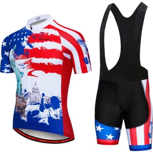 JPOJPO 2018 USA Team Cycling Clothing Mountain Bike Cycling Jersey Set Men Summer Quick Dry Bicycle Clothes Ropa Ciclismo Hombre