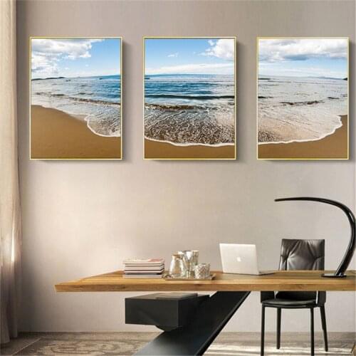 Ocean Wave Beach Landscapes Canvas Painting Seascape Nordic Style Posters and Print Home Decoration Living Room Wall Art Picture