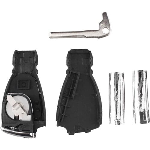 Button Modified Car Remote Smart Key Case Shell For Mercedes Benz B C E ML S CLK CL Chrome Style With Battery Holder
