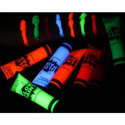 24pcs/Set Human Face Painting 6 Colors Paint Luminous UV Paint Face Neon Fluorescent Paint Make Up For Halloween Birthday Tools