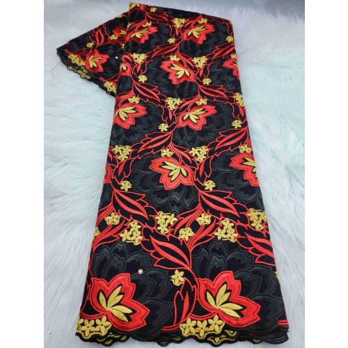 Black Pure Cotton Lace Fabric High Quality African Swiss Voile Lace With Stones Embroidery African Lace Fabric For Sew Clothes