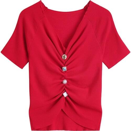 KUANGNAN Women's Knitted T-shirts