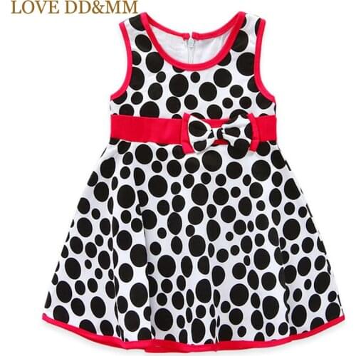 LOVE DD&MM Girls Dresses 2021 Summer New Childrens Wear Girls Sweet Polka Dot Bow Sleeveless Vest Dress