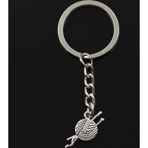 Fashion Keychain 26x12mm Yarn Ball Knit Crochet Pendants DIY Men Jewelry Car Key Chain Ring Holder Souvenir For Gift