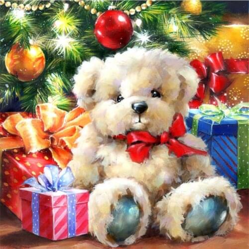 MomoArt Diamond Painting Christmas Bear Cross Stitch Kit 5D DIY Diamond Embroidery Cartoon Mosaic Art Home Decor Gift