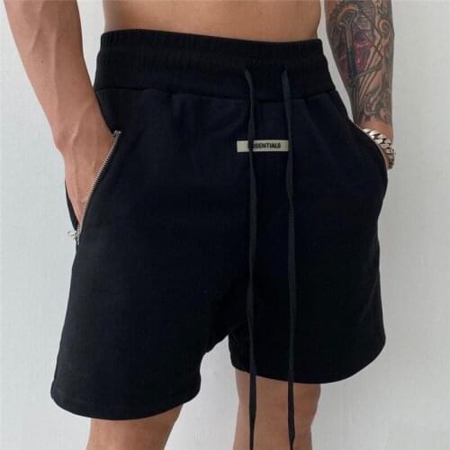 Mens Sports Fitness Crotch Shorts Simple And Loose Zipper Bag Double Line