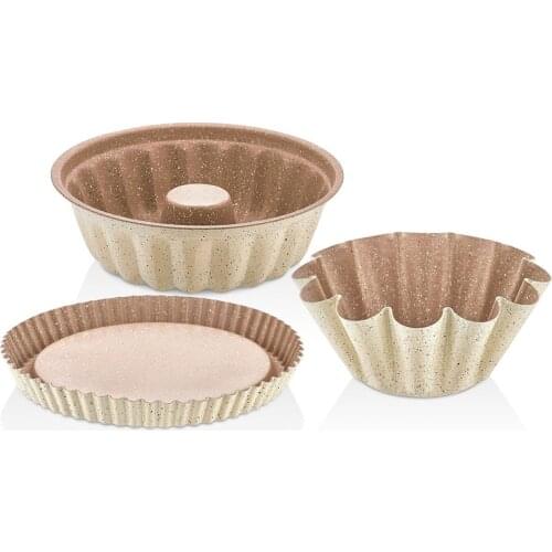 EWs Cream Color 3 Piece Granite Cake Set